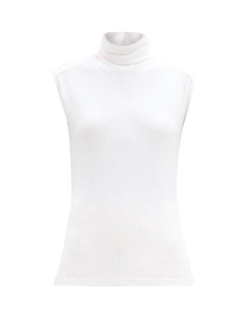 Matchesfashion.com Albus Lumen - Roll-neck Cotton-blend Terry Top - Womens - White