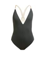 Matchesfashion.com Adriana Degreas - Marine Seashell Glossy Tulle Swimsuit - Womens - Navy