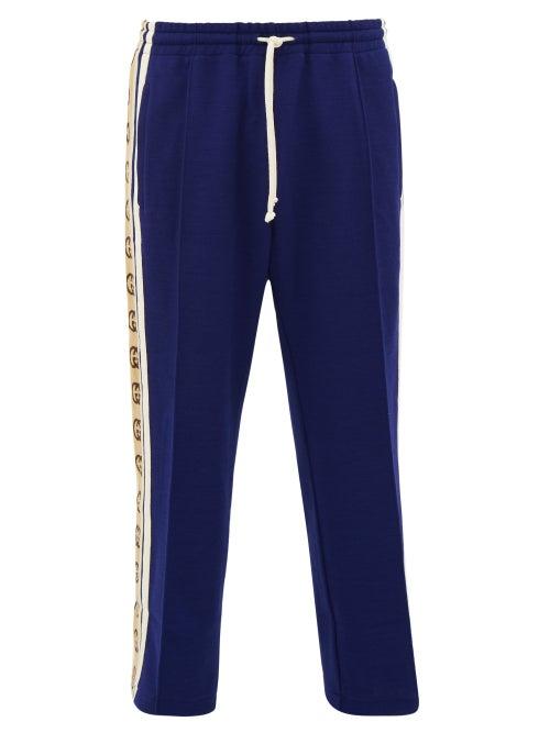 Matchesfashion.com Gucci - Logo Stripe Jersey Track Pants - Mens - Blue