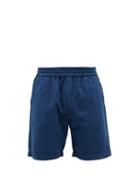 Sunspel - Elasticated-waist Cotton-blend Twill Shorts - Mens - Blue