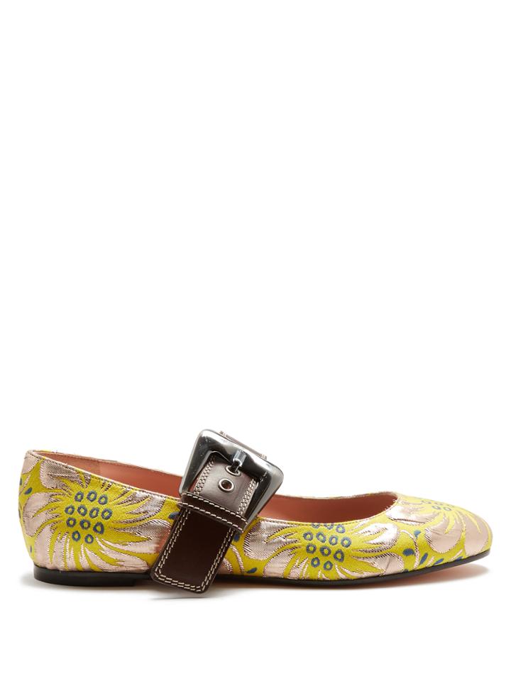 Rochas Mary-jane Floral Brocade Flats