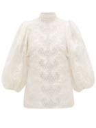 Matchesfashion.com Zimmermann - Brightside Embroidered Linen Blouse - Womens - Ivory