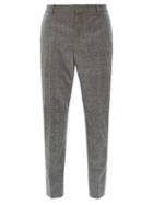 Alexander Mcqueen - Prince Of Wales-check Flannel Trousers - Mens - Grey