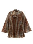 Dolce & Gabbana - Leopard-print Pliss-chiffon Mini Dress - Womens - Leopard