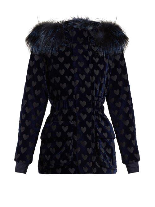 Matchesfashion.com Fendi - Heart Motif Velvet Jacket - Womens - Navy