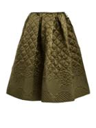 Matchesfashion.com Cecilie Bahnsen - Sybil Quilted Silk Skirt - Womens - Khaki