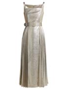 Matchesfashion.com Emilia Wickstead - Ingrid Pleated Metallic Jersey Dress - Womens - Silver