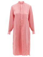 Charvet - Stand-collar Linen Shirt Dress - Womens - Pink