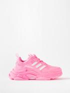 Balenciaga - X Adidas Triple S Faux-leather Trainers - Womens - Pink White