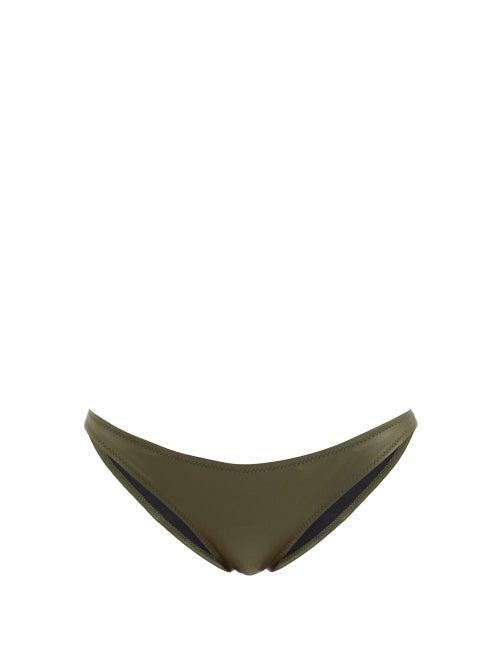 Matchesfashion.com Solid & Striped - The Sadie Low-rise Shimmer Bikini Briefs - Womens - Dark Green