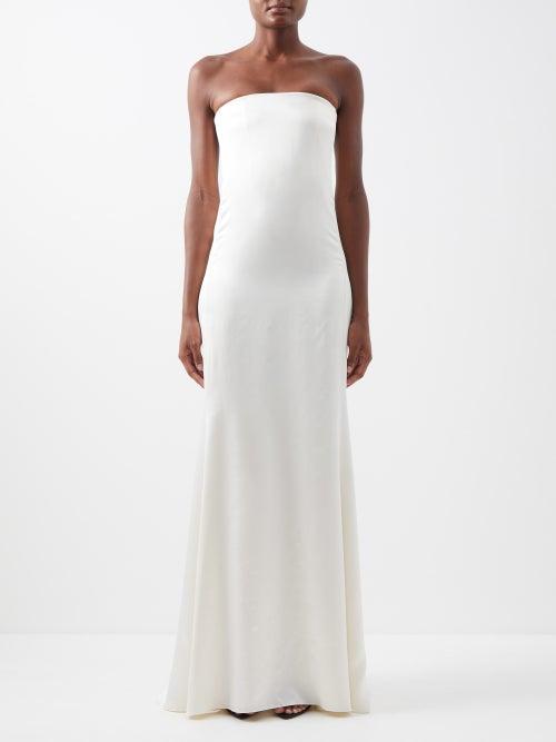 Saint Laurent - Strapless Silk-satin Gown - Womens - Ivory