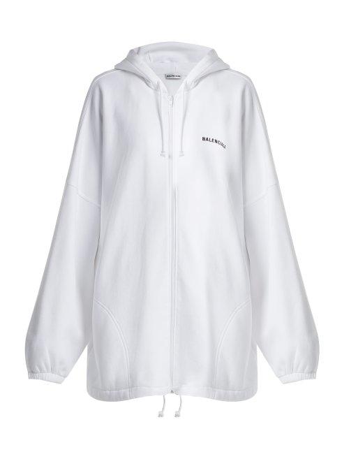 Matchesfashion.com Balenciaga - Oversized Logo Embroidered Cotton Hoodie - Womens - White