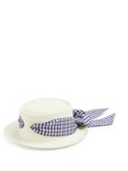 Federica Moretti Gingham-ribbon Bow-tie Straw Hat