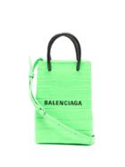 Matchesfashion.com Balenciaga - Shopping Mini Crocodile-efffect Leather Bag - Womens - Green