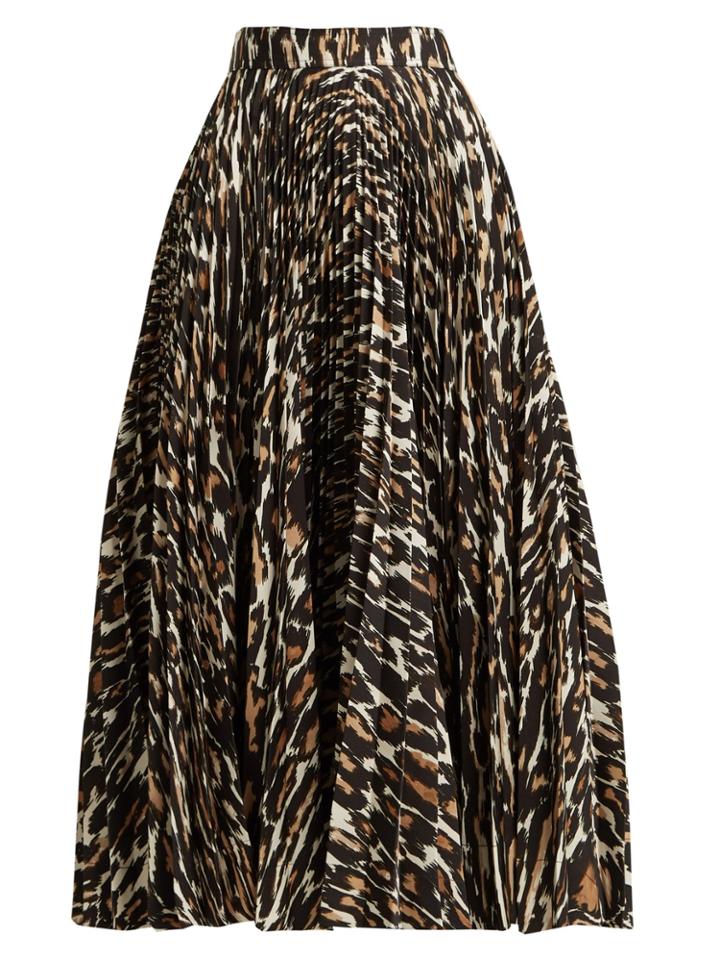 Calvin Klein 205w39nyc Leopard-print Pleated Twill Midi Skirt