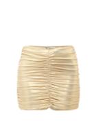 Matchesfashion.com Lisa Marie Fernandez - Ruched Metallic Jersey Mini Skirt - Womens - Gold