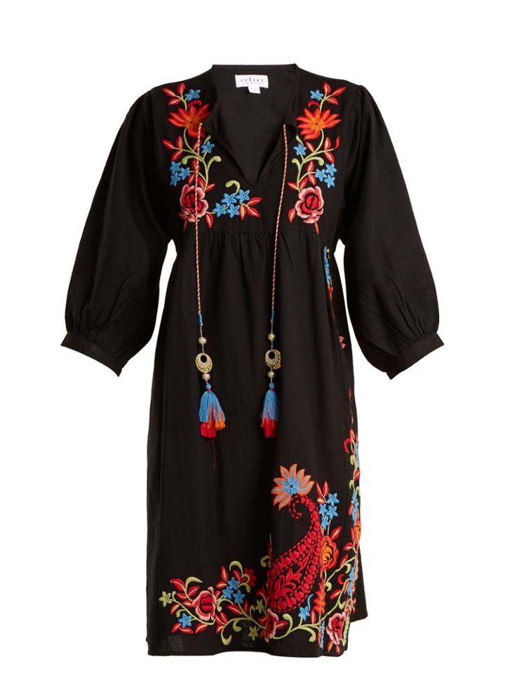 Velvet By Graham & Spencer Emile Embroidered Linen Dress