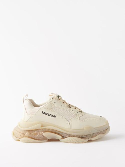Balenciaga - Triple S Faux-leather And Mesh Trainers - Mens - Cream