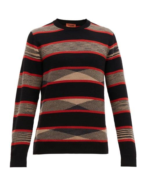 Matchesfashion.com Missoni - Striped Cashmere Jumper - Mens - Black Multi