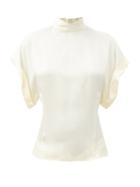 Matchesfashion.com Raey - High-neck Fold-sleeve Silk-satin Top - Womens - Ivory