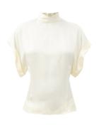 Matchesfashion.com Raey - High-neck Fold-sleeve Silk-satin Top - Womens - Ivory