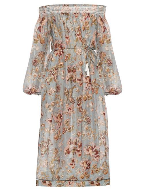 Zimmermann Pavilion Off-the-shoulder Smock Dress