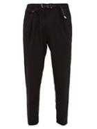 Matchesfashion.com White Sand - Belted Brushed Twill Tapered Trousers - Mens - Black