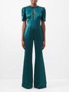 Bella Freud - Carla Open-back Satin Jumpsuit - Womens - Dark Green