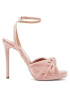 Matchesfashion.com Aquazzura - Chance Knotted Velvet Sandals - Womens - Light Pink
