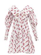 Matchesfashion.com Chopova Lowena - Floral-flocked Organic-cotton Dress - Womens - White Print