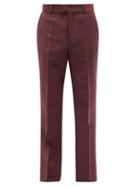 Valentino - Straight-leg Mohair-blend Sharkskin Suit Trousers - Mens - Burgundy