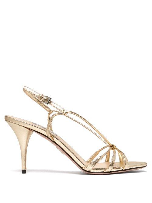 Matchesfashion.com Prada - Metallic Leather Sandals - Womens - Gold