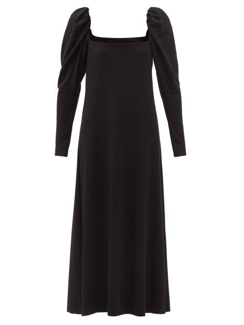 Matchesfashion.com Johanna Ortiz - Bangalore Square-neck Poplin Midi Dress - Womens - Black