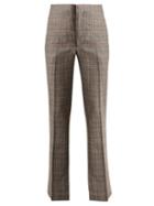 Matchesfashion.com Toga - Checked Slit Hem Wool Trousers - Womens - Grey
