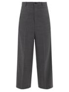 Balenciaga - Prince Of Wales-check Cropped Wool Trousers - Womens - Grey