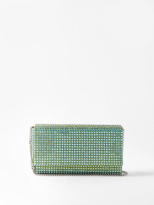 Amina Muaddi - Superamini Paloma Crystal-satin Clutch Bag - Womens - Green