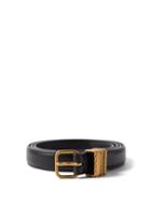 Saint Laurent - Engraved-loop Leather Belt - Mens - Black