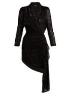 Matchesfashion.com Dodo Bar Or - Ava Asymmetric Polka Dot Fil Coup Dress - Womens - Black