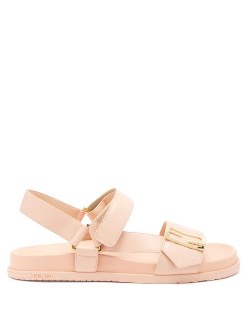 Matchesfashion.com Fendi - Promenade Velcro-strap Leather Sandals - Womens - Light Pink