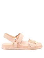 Matchesfashion.com Fendi - Promenade Velcro-strap Leather Sandals - Womens - Light Pink