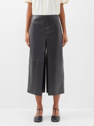 Ashlyn - Emerson Cropped Leather Trousers - Womens - Black