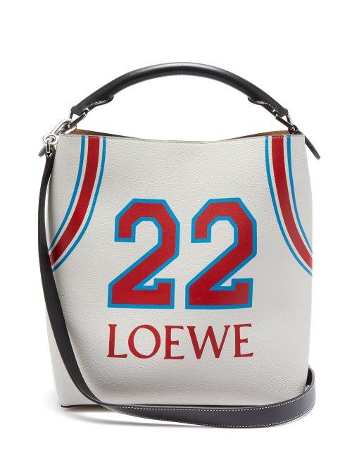 Matchesfashion.com Loewe - T Bucket Varsity Leather Bag - Womens - Red White