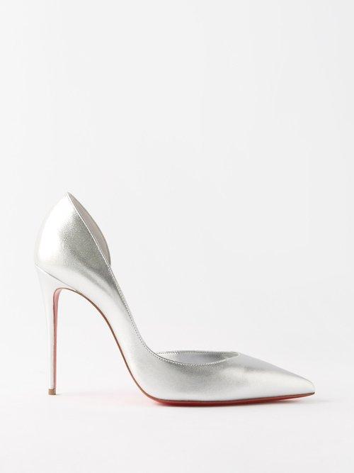 Christian Louboutin - Iriza 100 Metallic-leather D'orsay Pumps - Womens - Silver