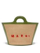 Marni - Tropicalia Small Raffia And Leather Basket Bag - Womens - Green Multi