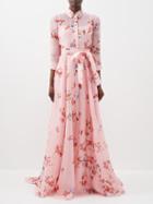 Carolina Herrera - Floral-print Silk-georgette Gown - Womens - Light Pink
