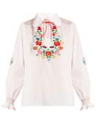 Muzungu Sisters Dora Floral-embroidered Cotton Shirt