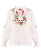 Muzungu Sisters Dora Floral-embroidered Cotton Shirt