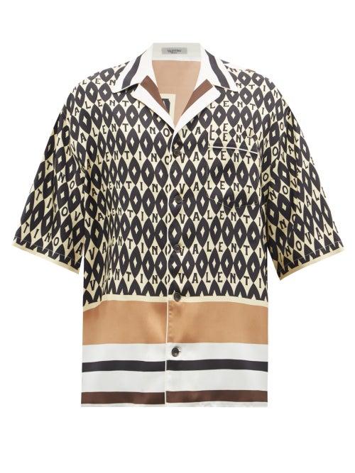 Valentino - Cuban-collar Foulard-print Silk-twill Shirt - Mens - Multi