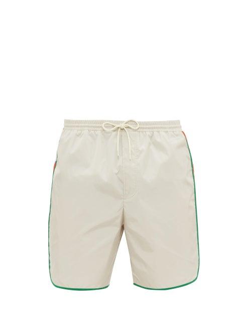 Matchesfashion.com Gucci - Logo Stripe Swim Shorts - Mens - White