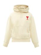 Matchesfashion.com Ami - Logo-embroidered Cotton-jersey Hooded Sweatshirt - Mens - Cream